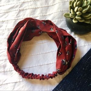 UO red patterned printed wide headband